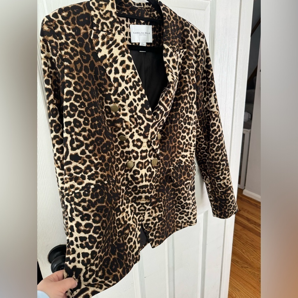 Leopard Gold Button Blazer- Size M